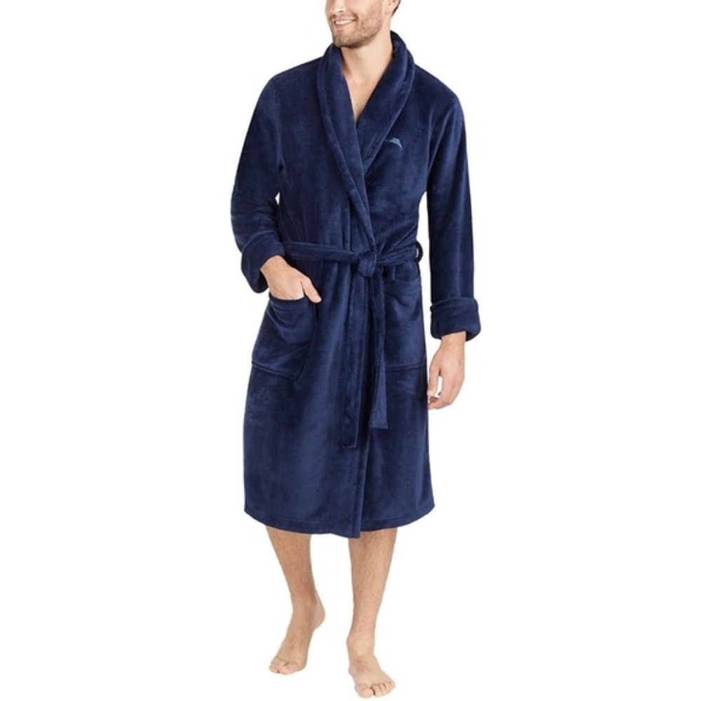 Tommy Bahma Men's Plush Robe (Navy, L/XL)